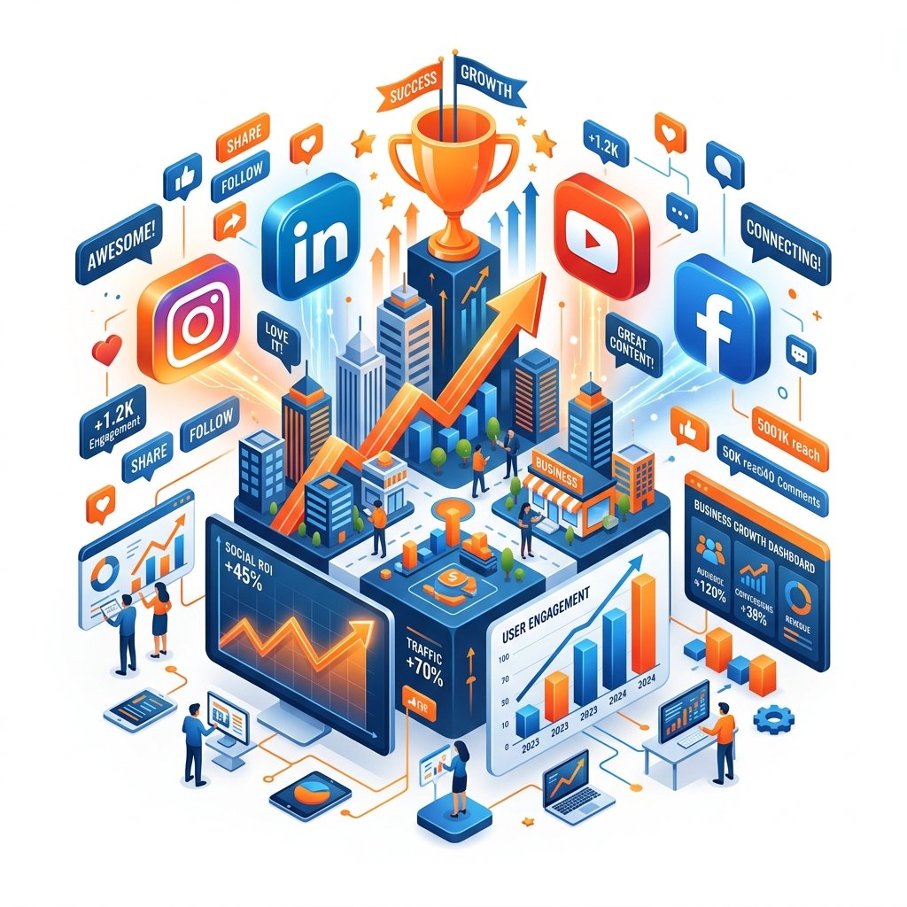 Social Media Strategy Illustration Social Media Strategy Illustration